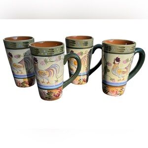 Vintage Chanticleer Hand Painted Latte Mugs for The Zrike Company - Set of 4